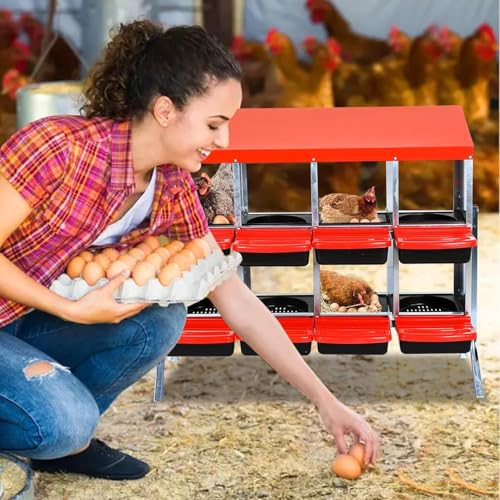 Chicken Nesting Box, 8 Hole 2 Layer Hen Nest Boxes with Legs, Roll Away Eggs Laying Boxes,Cleanable Pull Out Hen Roosting Box