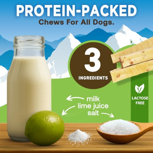 EcoKind Yak Cheese Himalayan Dog Chews, Yak Chews for Large Dogs, Long Lasting Bone for Aggressive Chewers, 3 Ingredients, Natural High Protein Treats, No Additives, Lactose Free, Large 1lb, 4-5 Chews