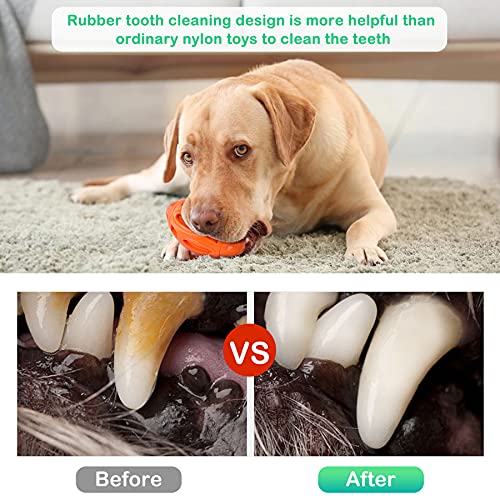 Pawzone 2 Pack Squeaky Dog Toys for Aggressive Chewers Large Medium Small Puppy Interactive Dog Chew Toy Durable Rubber Indestructible Tough Ball - color: 2 pack orange purple