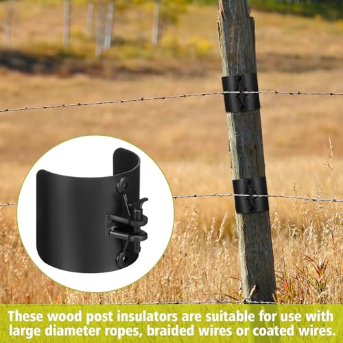 Pangda 12 Pcs Electric Fence Insulator Wood Post Electric Fence, Wood Post Nail-On Insulators for Fencing Wire Rope (Black) - color: Black