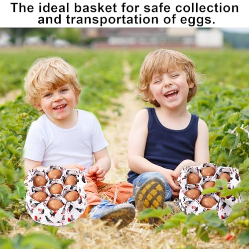 Egg Collecting Basket, Canvas Egg Basket for Gathering with 7 Pouches for Chicken, Duck, Goose, Bird, Various Poultry Collection (Red-tailed) - style: Red-tailed chicken