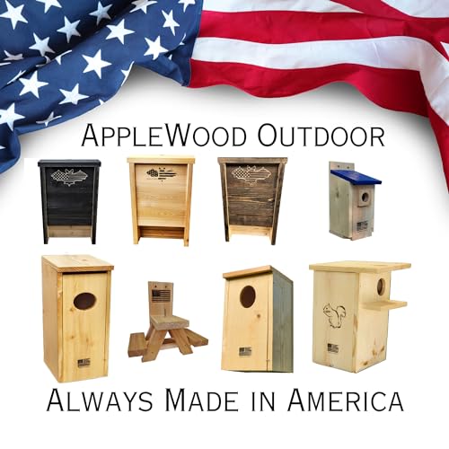 Made in USA- Brown Stained Pine Bat House, 2 Chamber Bat Box, Easy-to-Install Wooden Bat House Kit, Weather-Resistant Bat Houses for Outdoors, with Mounting Screws - Applewood Outdoor - style: 2 Chamber Brown