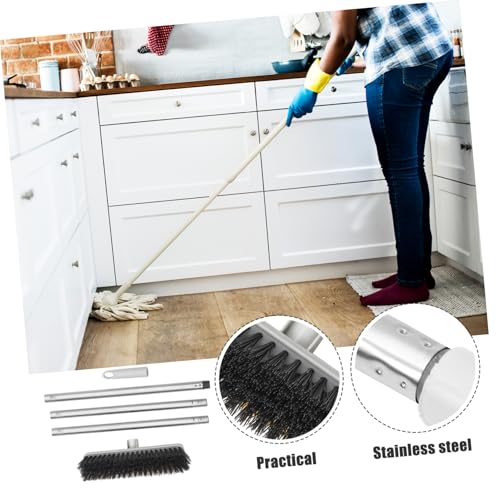 KICHOUSE Long Handle Stiff Scrubbing Brush Heavy Duty Broom for Indoor Cleaning for Bathroom Kitchen and Outdoor Use Hard Bristles for Stubborn Stains and Versatile Cleaning Tasks