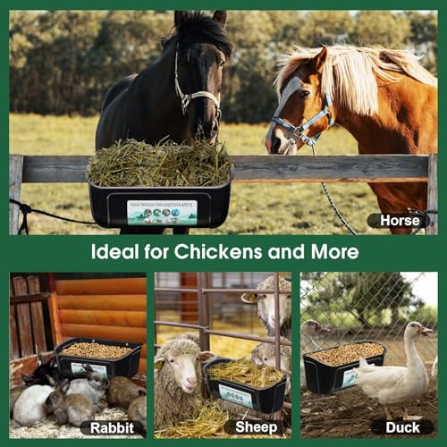 PIREKZUNT 3 Pack Chicken Duck Feeder, Poultry Feeders and Waterers, Hanging Goat Feeder, Livestock Feeding Container, Feed Trough and Waterer Bucket with Clips(Black) - color: 3 Pack Black