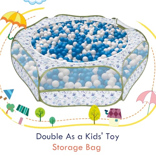 Pawaboo Small Animals Playpen, Waterproof Small Pet Cage Tent with Zippered Cover, Portable Outdoor Yard Fence with 3 Metal Rod for Chick/Kitten/Puppy/Guinea Pig/Rabbits/Hamster, Blue + White Flower - color: Blue + White Flower