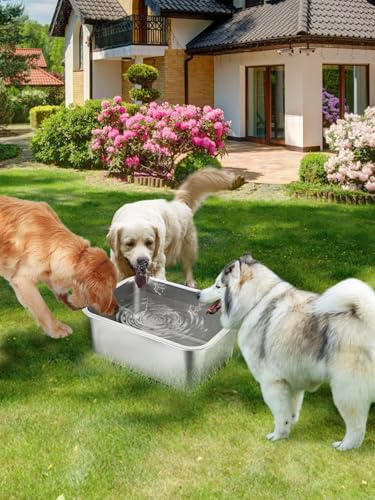 4 Gallons Extra Large Dog Bowls - High Capacity Food Grade Stainless Steel Dog Water and Food Bowl No Spilling, Durable for X-Large Multiple Large Breed Dogs Indoor Outdoor - size: 4 Gal