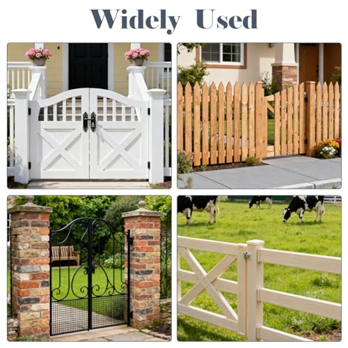 Heavy Duty Wall Mount Gate Hinge - Adjustable Fence Gate Hinges with 5/8 Hinge Pin for Chain Link Gates, Rust-Resistant Steel Design (Black, 4 Pack) - color: Black, size: 4 Pack