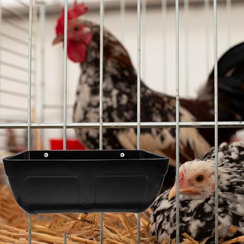 Yardwe Chicken Feeder Trough Large Holding Capacity with Weatherproof Design Easy to Install for Poultry Livestock - color: Black