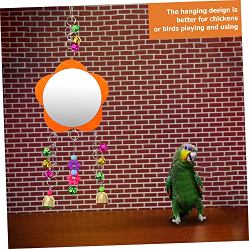 YARNOW 1pc Bird Mirror with Bells Hanging Toy for Chickens and Parrots Fun Pet Cage Accessory for Farm Garden and Home Use