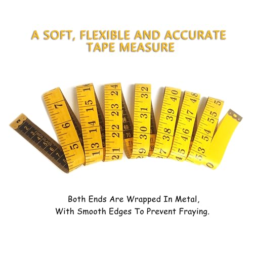 3 Pack Tape Measure Body Measuring Tape, Soft Measuring Tape for Body Weight Loss Sewing Cloth Measurement, 60 Inch Double Scale Tailor Ruler for Medical Measurement Nursing Craft (Yellow) - color: Yellow