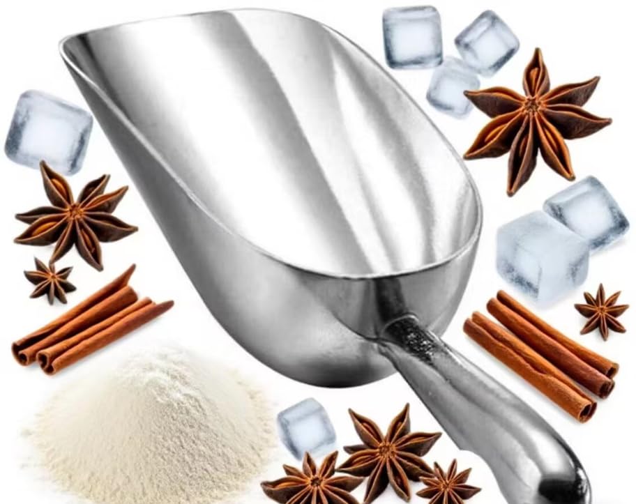 HORNO Pack of 2 Silver Cast Aluminum Shovel Scoops,Ideal for Ice Cube, Coffee Bean, Food, Candy, Flour, Dry Goods,Spice(12oz)