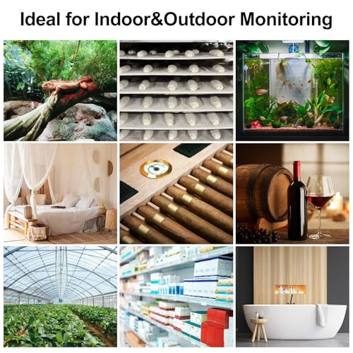 eMylo WiFi Thermometer Hygrometer 4 Pack with Hub, IP65 Waterproof Indoor Outdoor Digital Temperature Humidity Sensor, App Alert, 492ft Range, Alexa Compatible for Home Greenhouse Baby Room Pet