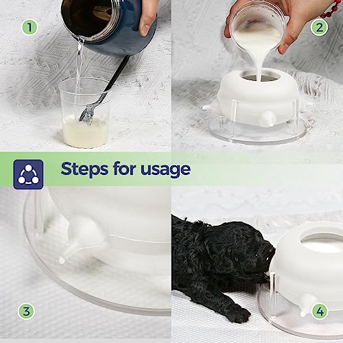 200ml Silicone Multi-Pet Milk Feeder with 4 Nipples(White) | Feeds 4 pets at once! Silicone, Stable base, Smooth milk flow. Leak-proof needles seal unused nipples. Includes syringe. - color: White, size: 200ml