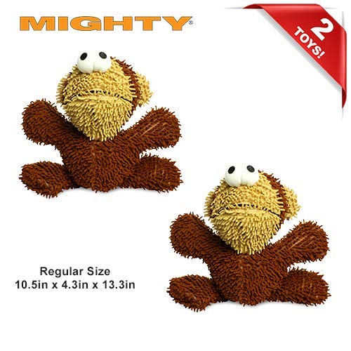 MIGHTY® 2 Pack Microfiber Large Monkey Ultra Durable Plush Dog Toy | Multiple Layers & Reinforced Seams , Washable and Floats , Mighty® Construction - color: 2PK Brown Monkey