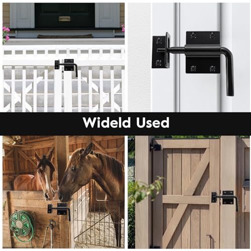 HOME MASTER HARDWARE Heavy Duty Slide Bolt Gate Latch, Sliding Bolt Door Latch Gate Lock Hardware with Padlock Hole, 2 in 1 Barrel Bolt Latch for Wooden Fence/Shed Door/Yard Door/Barn Door, Black