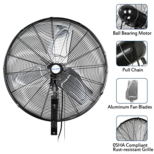 BILT HARD 6500 CFM 24in. High Velocity Industrial Wall Mounted Fan, 3-Speed Oscillating Heavy Duty Air Circulator for Commercial Use, Garage, Warehouse, Factory and Jobsite, 2 Pack - size: 24 in.