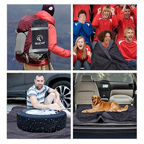 REDCAMP Large Camping Blanket with Sherpa Lining, Cold Weather Warm Outdoor Blanket Windproof for Camping Stadium, Hiking, Machine Washable (59"x 79") - color: Black 59"x 79"