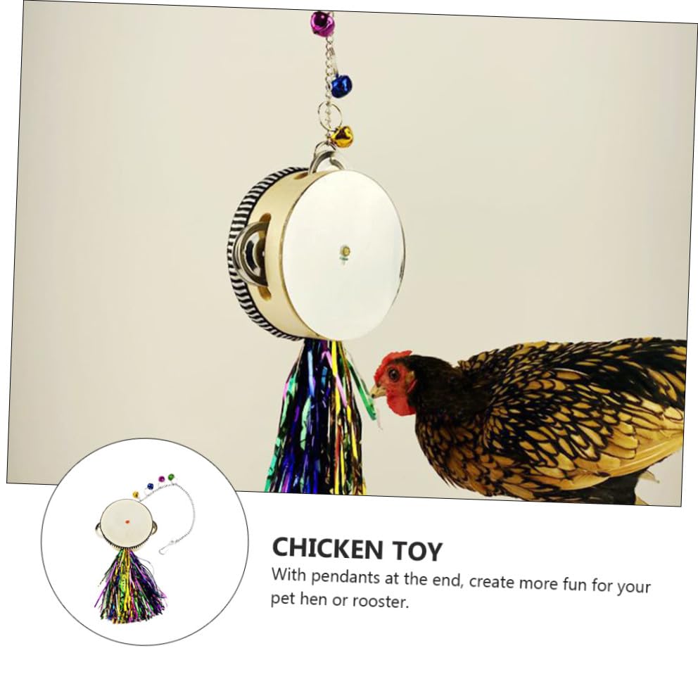 YARNOW Chicken Mirror for Hens and Roosters Durable Stainless Steel Double Sided Drum Increases Activity and Reduces Boredom Easy to Install with Hanging Chain
