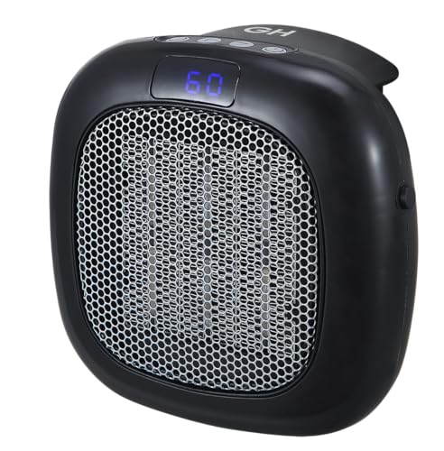 Good Housekeeping Wall-Mount Indoor Mini Space Heater w/ Thermostat & Remote, 750W, Black - color: Black