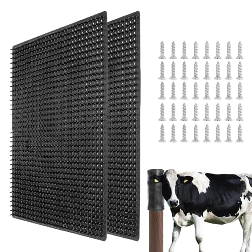 Brush Post for Horses | Itchy and Hair Moving - 2 Piece Horse Scraper for Livestock Equipment - for Livestock, Cows, Cattle, Dogs, Sheep, Farm, Stable, Barn, It is - size: L