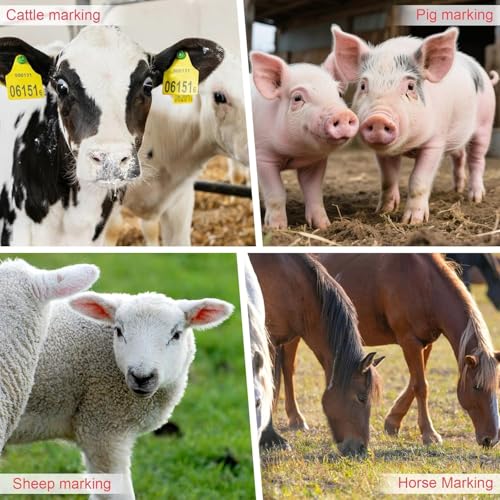Speed Tagger Cattle, Electric Tagging Tool with 2 Batteries /6 Ear Tag Needle, Livestock Ear Tag Tool for Cattle,Pigs,Sheep,Reduces Animal Pain