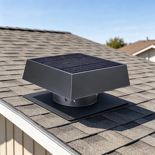 Solar Roof Vent Fan, 60W Dual Power Attic Fan with Thermostat &,A4 | 60W monocrystalline solar panel, dual power backup, 3-speed remote & 25°C auto-start, 2500m³/h high airflow, quiet <45dB - color: A4