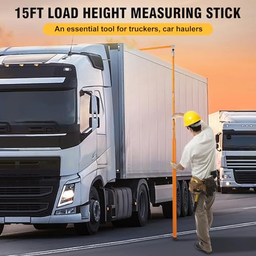15FT Height Measuring Stick for Trucks, Retractable Bar for Measuring Cars, Truck Height Measuring Stick with Adjustable Pole
