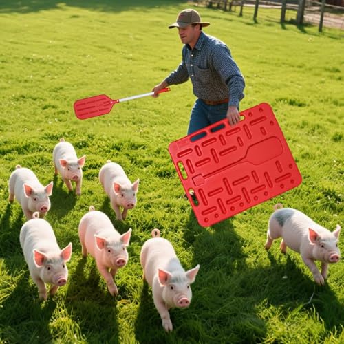 Livestock Sorting Panel with Paddle, Animal Guide Board Sturdy and Lightweight, Handling Equipment for Hogs, Sheep, Goats, Cattle, Portable Farm Fencing & Crowding Gate