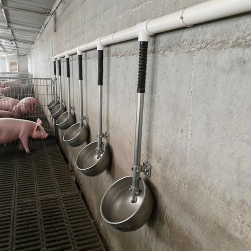 Stainless Steel Pig Waterer Bowl, Automatic Livestock Waterer 1/2" Thread, Heavy Duty Hog Water Trough, Wall Mounted Water Drinker for Piglet Sow Goat Livestock Farm(L)