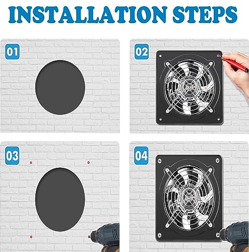 Exhaust Fan 78W Through-wall installation Ventilation Fans 110V Exhaust Fan with Plug 8 inch Exhaust Smoke Fan with Pure Copper Motor for Kitchen Shopping Mall(Black) - style: 8 inch