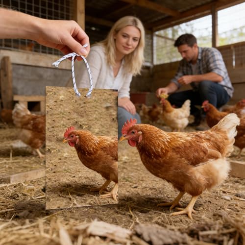 Large Chicken Mirror Toys Acrylic Hanging Swing Mirror for Hens Birds Parrots(7.8inch*11.8inch)