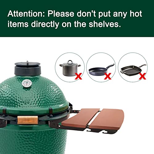 Side Shelves Big Green Egg Accessories, Composite 2 Slat Egg Mates for Medium Big Green Egg with Folding Side Shelves Replacement Parts Grill & Smoker Accessories - size: M2 Side Shelves