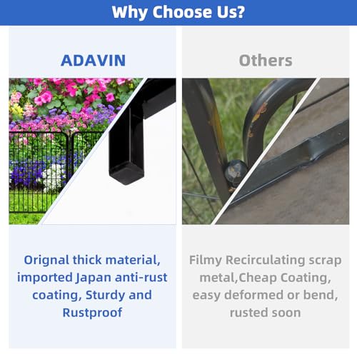 ADAVIN Tall Garden Fence with Gate, 36 in(H) 4 Panels Heavy Duty Iron Metal Animal Barrier Fence, Fence Blocker for Dogs, Portable Temporary Fencing. Total 9 Ft(L). Black - size: 4panels-36in(H)×9ft(L)