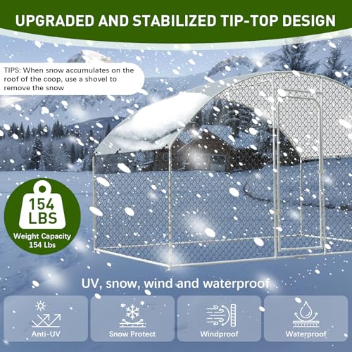Chicken Coop Large Metal Chicken Run for 6/10 Chickens Poultry Cage with Waterproof Cover for Duck Walk-in Chicken Pen for Yard 9.8'W x 4.9'L x 6.4'H - size: 117.6"L x 59.0"W x 76.8"H