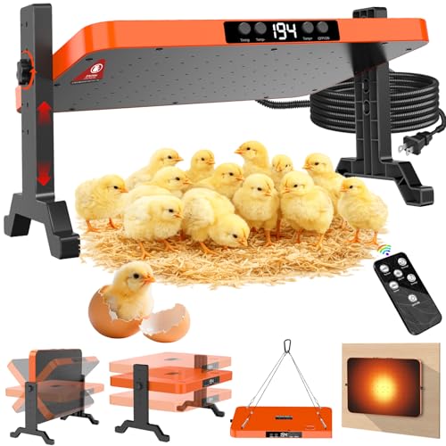 Chicken Coop Heater for Winter,200W Smart Brooder Coop Heater with Overheating Protection,Radiant Heat Panel with Remote Control Timer & Adjustable Temp,Large Heat Warmer for Chicken Kitten Puppy Pets