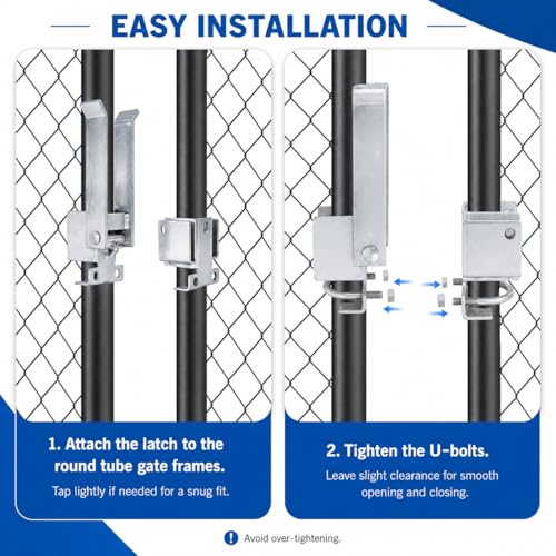 Double Gate Latch for Chain Link Fences - Heavy Duty Galvanized Steel Lockable Double Gate Latch for 1-5/8" Gate Frames, Secure Latching System with Padlock Holes for Residential & Commercial Use