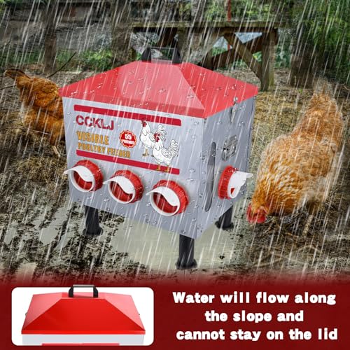 8-Port Poultry Feeder for Backyard Flocks β Holds 55 LBS, Stops Pecking Order Bullying, Adjustable Height, Galvanized Steel & Stainless Steel