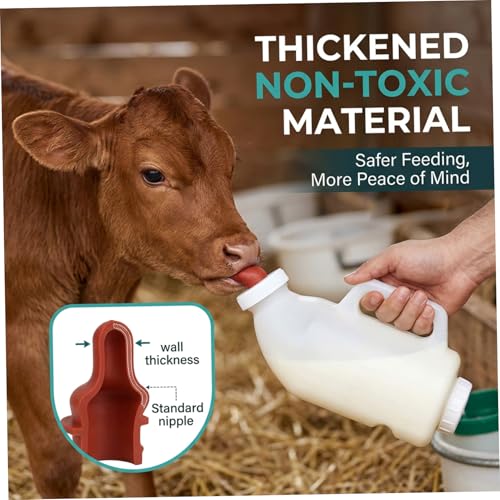 Calf Bottle 2L Horizontal Calf Bottles and Nipples with Large Capacity & 2 Soft Silicone Nipple for Safe Feeding Bottle Bottles and Nipples Goat Lamb Farm Tools