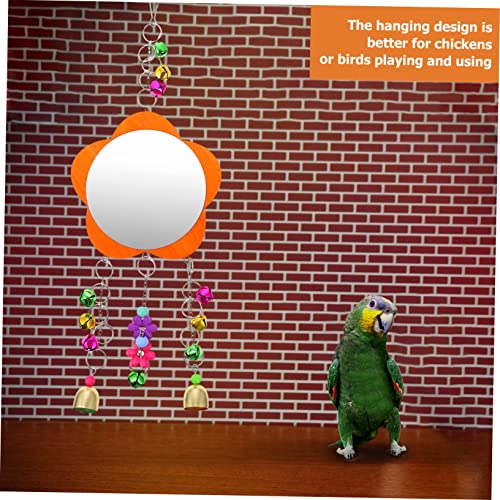 Abaodam 1pc Chicken Mirror Toy Bird Mirror Bell for Parrots Fun Plaything for Hens and Coop Pet Cage Accessory