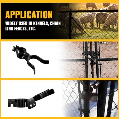 VIVIDA 1-3/8" x 1-3/8" Chain Link Fence Gate Latch, Black Gate Fork Latch with Padlock Hole, Black Powder Coated, Bolts & Nuts Included, 1 PCS - size: 1-3/8" x 1-3/8" (1 PCS)