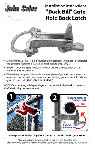 Chain Link Fence GATE HOLD BACK: Duck Bill Gate Holdback (1-5/8" to 2-3/8"). Holds The gate open for You while You work!