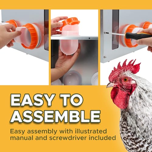 Metal Chicken Feeder 40lb, No Waste Automatic Chicken Feeder with Window, Galvanized Large Capacity Poultry Equipment, Rodent Proof, Rat Proof, Weatherproof Silo, Outdoor Coop, Comederos para Gallinas