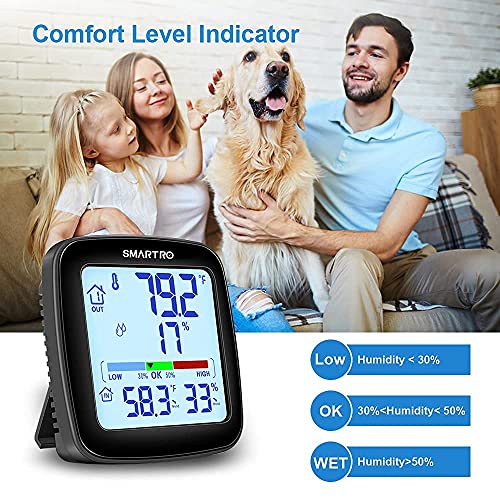 SMARTRO SC92 Professional Indoor Outdoor Thermometer Wireless and SC42 Professional Digital Hygrometer Indoor Thermometer Room Humidity Gauge Temperature and Humidity Meter & Pro Accuracy Calibration