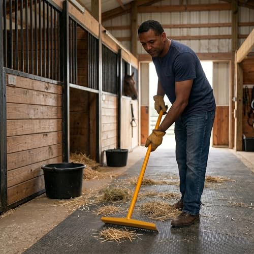 FarmTek Livestock Hoe w/Blade - 60 Inch Handle (Stainless Steel) | Heavy-Duty Blade, 60-Degree Angled Scraper, Professional Stall Sanitation, Corrosion-Resistant Build