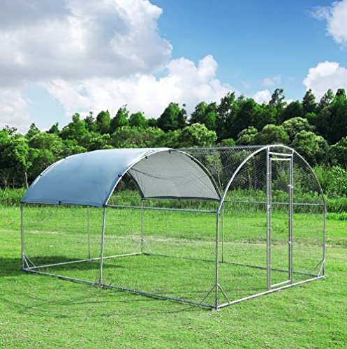 Large Metal Chicken Coop Round Top Upgrade Tri-Supporting Wire Mesh Chicken Run,Chicken Pen with Water-Resident and Anti-UV Cover,Duck Rabbit House Outdoor (Dome Roof 13'L x 9'W x 6.5'H) - size: 156.0"L x 108.0"W x 78.0"H