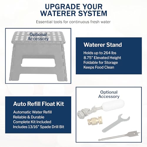 Noble Nest 5 gal. Nipple Waterer (5 Nipple, Side Waterer, No Stand) - color: No Stand, size: 5 Nipple, Side Waterer