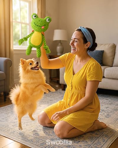 Swooflia 2 Pack Squeaky Dog Toys - Crinkle Plush Pig and Frog Toys for Puppies, Interactive and Stimulating Toy to Relieve Boredom for Small Dogs and Keep Them Busy - size: 2 pcs