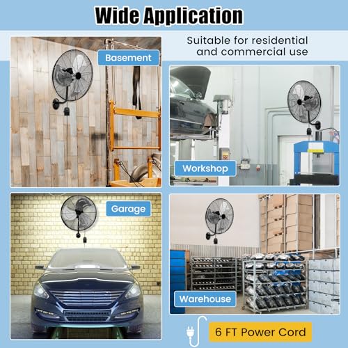 Tangkula 20 Inch Wall Mount Fan with Aluminum Blades, Industrial 3-Speed Oscillating Metal Wall Fan, Heavy Duty for Shop, Commercial, Garage, Warehouse, Workshops & Factory - style: 2-Pack