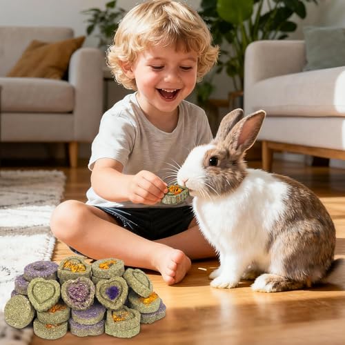 VESPRO 30PCS Guinea Pig Hay Food Natural Rabbit Chew Toys for Teeth,Hamster Toys, Bunny Chew Toys Timothy Hay Treats for Rabbits Chinchillas Rats, Small Animals Teeth Grinding - size: 30Pack-grass cake