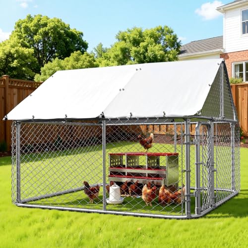 Chicken Coop Cover Waterproof, 11.7 * 6.7ft 420D Durable Oxford Fabric, Sunshade Water-Resistant Tarp for Walk-in Chicken Run Pen with Ball Bungees Cords, 1pc